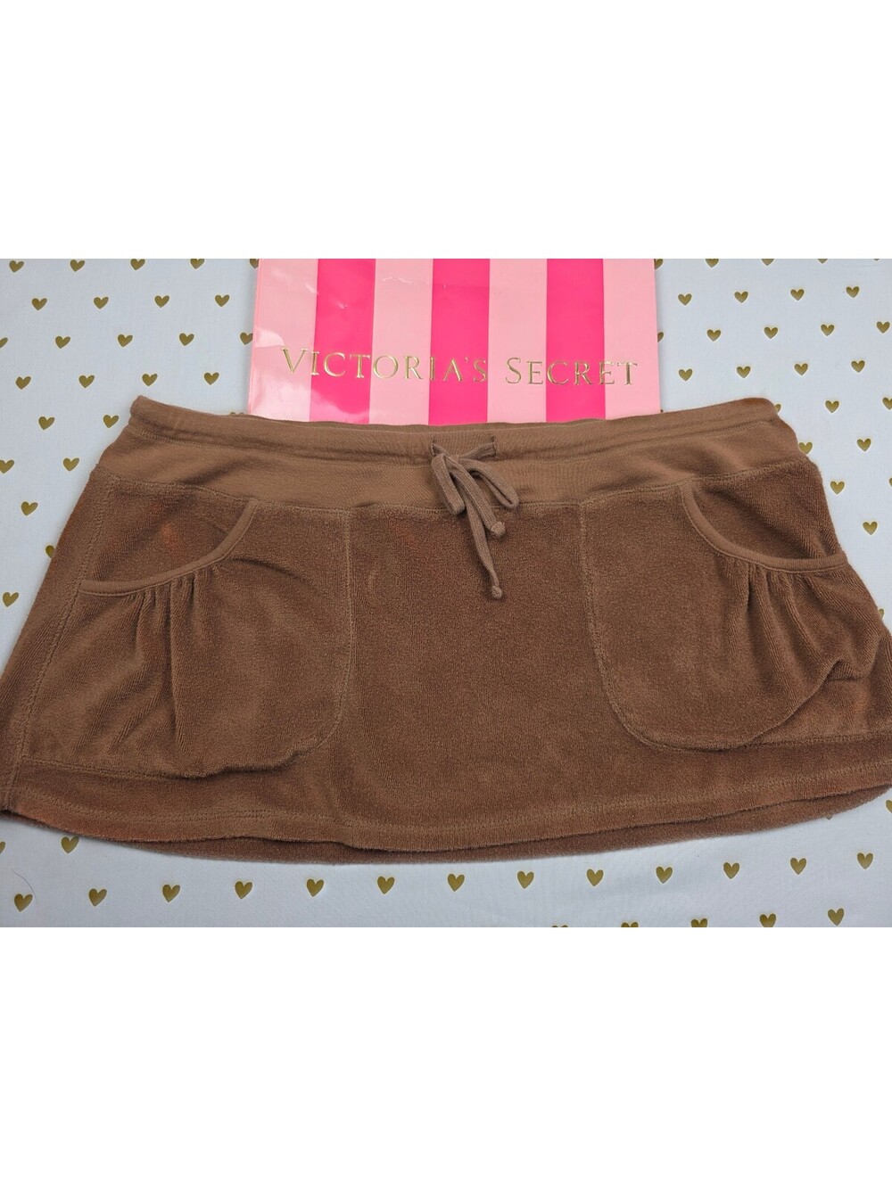 Victorias Secret Vintage Brown Velour Short Skirt Pockets Y2k Large